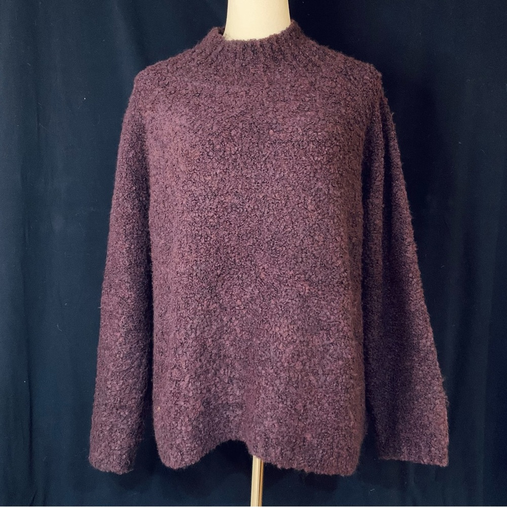 NWOT Loft SzLg purple with pink/blue flecks chunky knit mock sweater